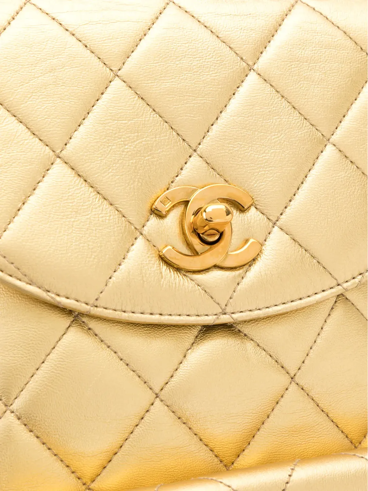 CHANEL Pre-Owned 1992 CC ダイヤモンドキルティング バックパック - ゴールド - 画像4