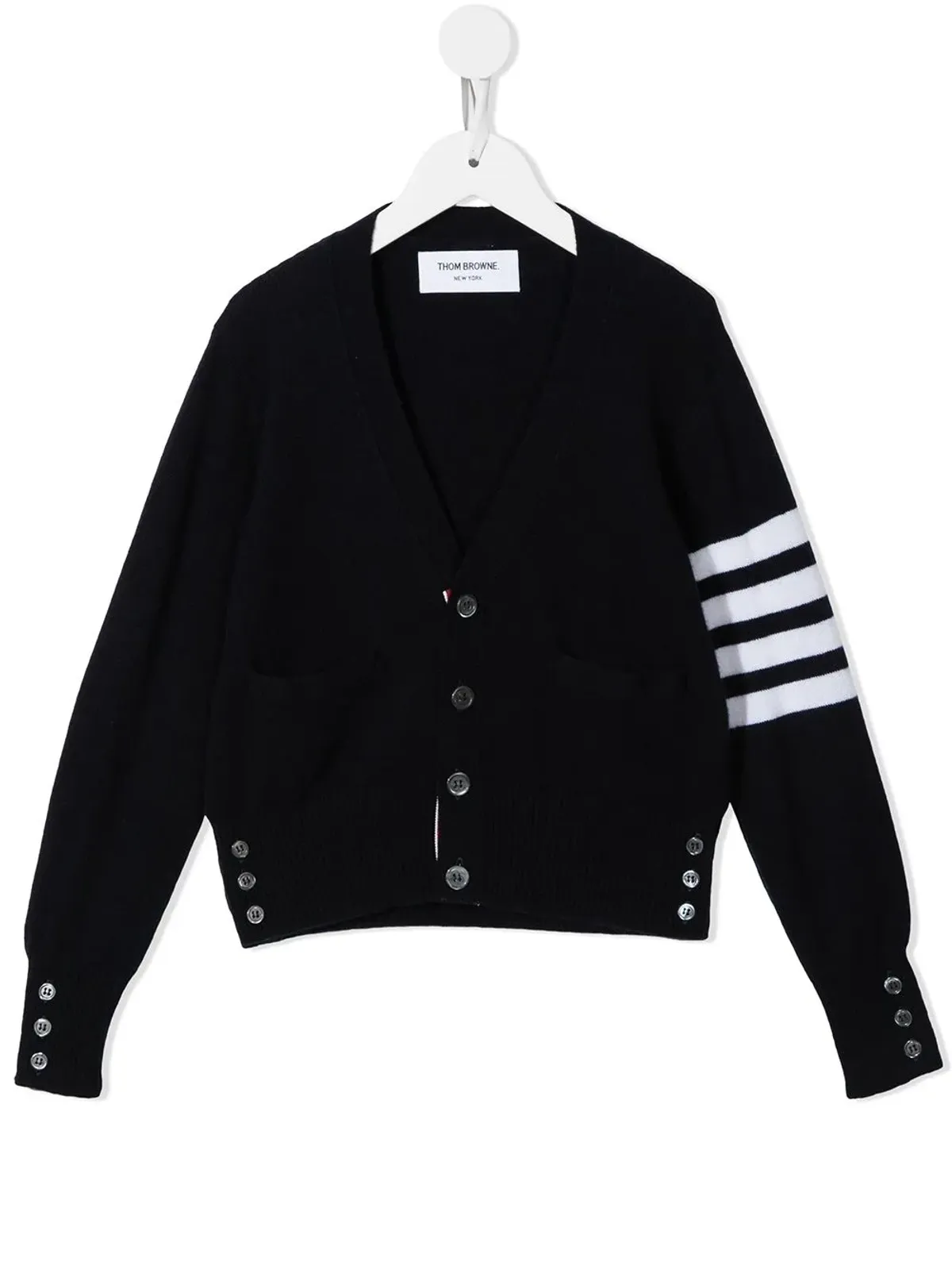 Thom Browne Kids 4-Bar V-neck カーディガン - 画像1