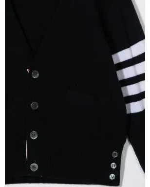 Thom Browne Kids 4-Bar V-neck カーディガン - サムネイル3