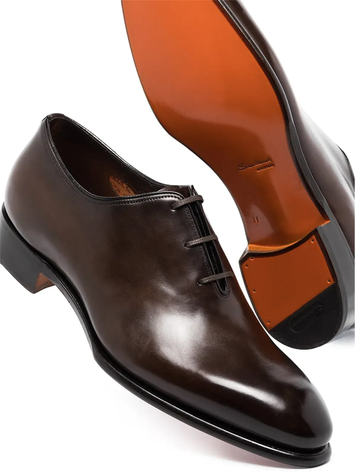 Santoni レザー レースアップ オックスフォードシューズ - ブラウン - 画像2