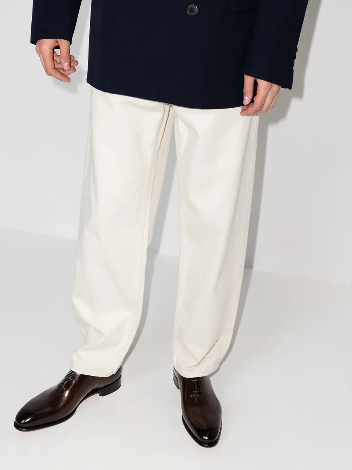 Santoni レザー レースアップ オックスフォードシューズ - ブラウン - 画像3