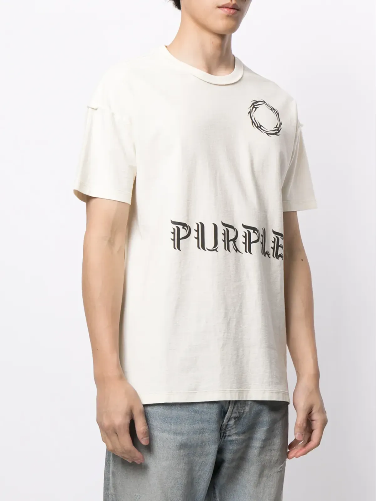 Purple Brand ロゴプリント半袖Tシャツ（ホワイト） - 画像3