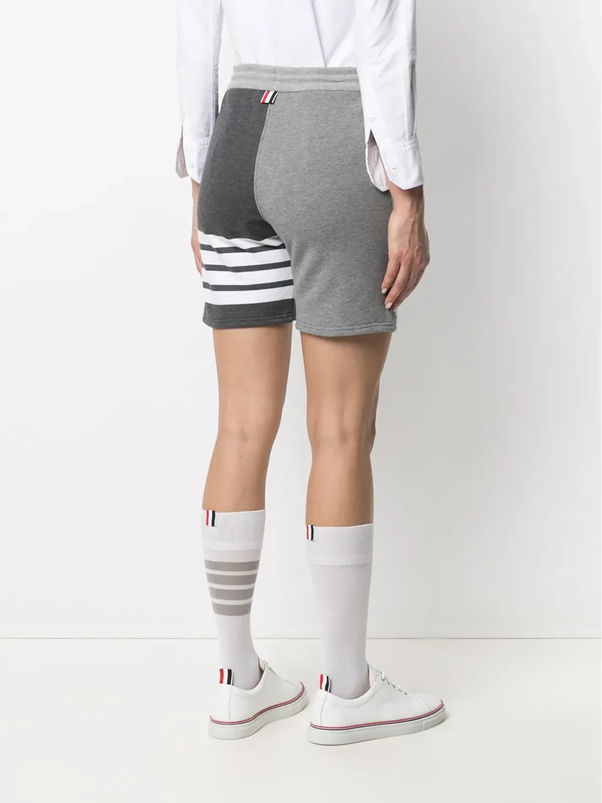Thom Browne パネル付き4バー コットンショーツ グレー - 画像4