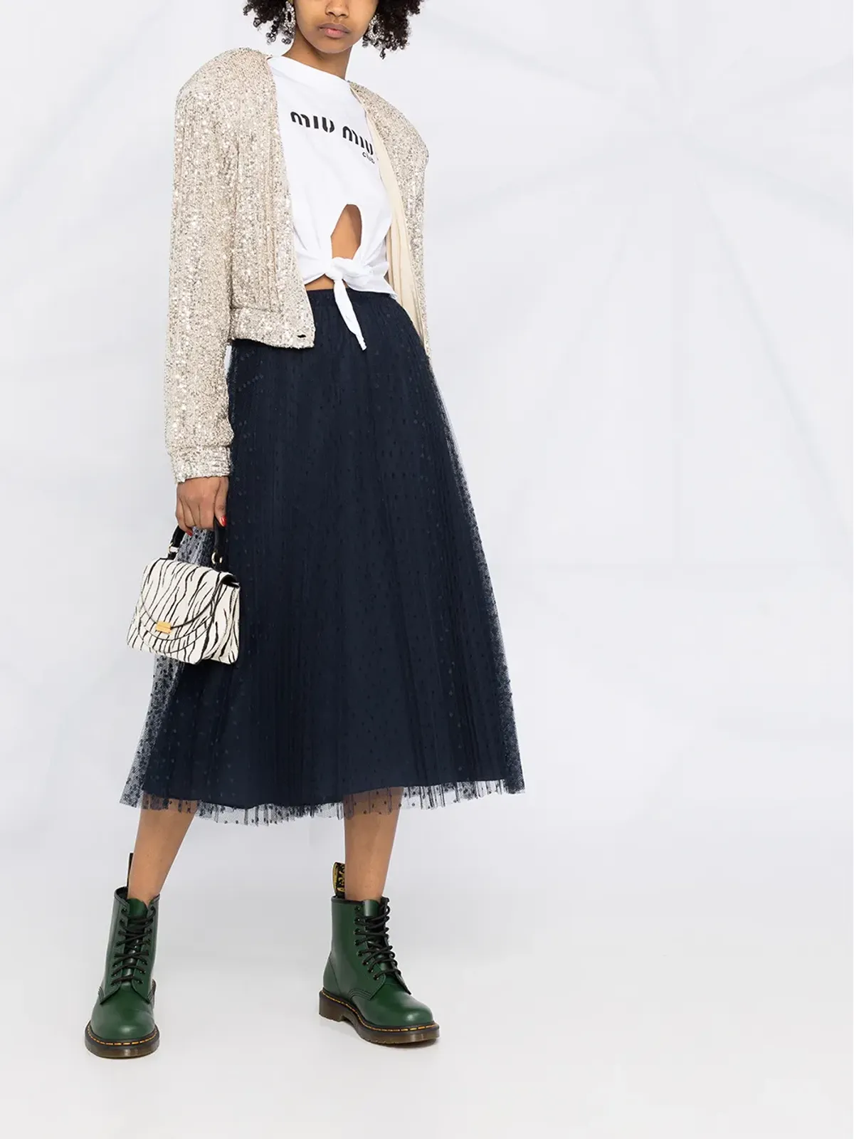 RED Valentino ハイライズフレアミディスカート - 画像2