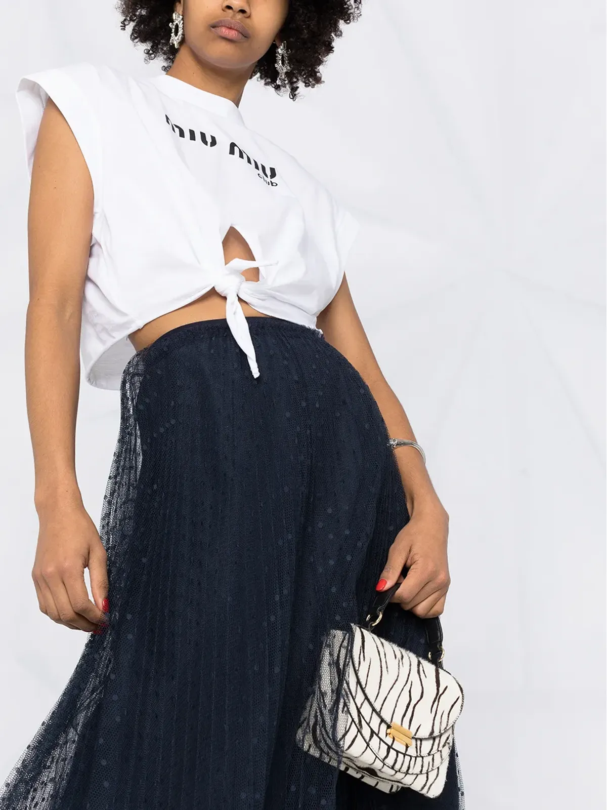 RED Valentino ハイライズフレアミディスカート - 画像3