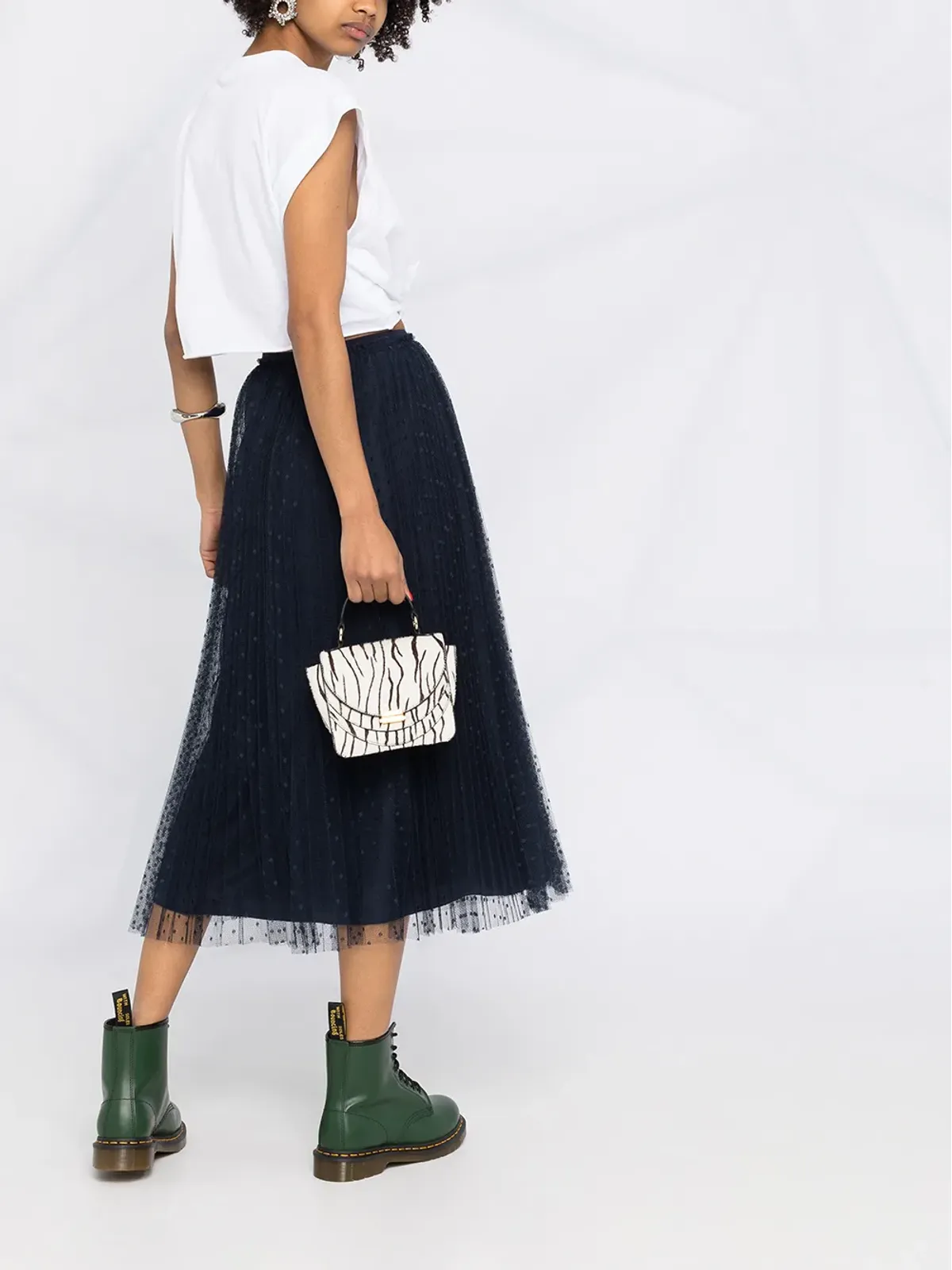 RED Valentino ハイライズフレアミディスカート - 画像4