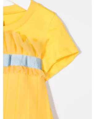Simonetta フリル付き半袖Tシャツドレス - イエロー - サムネイル3