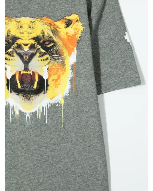 COUNTY OF MILAN KIDS tiger-print cotton T-shirt - Grey - サムネイル3