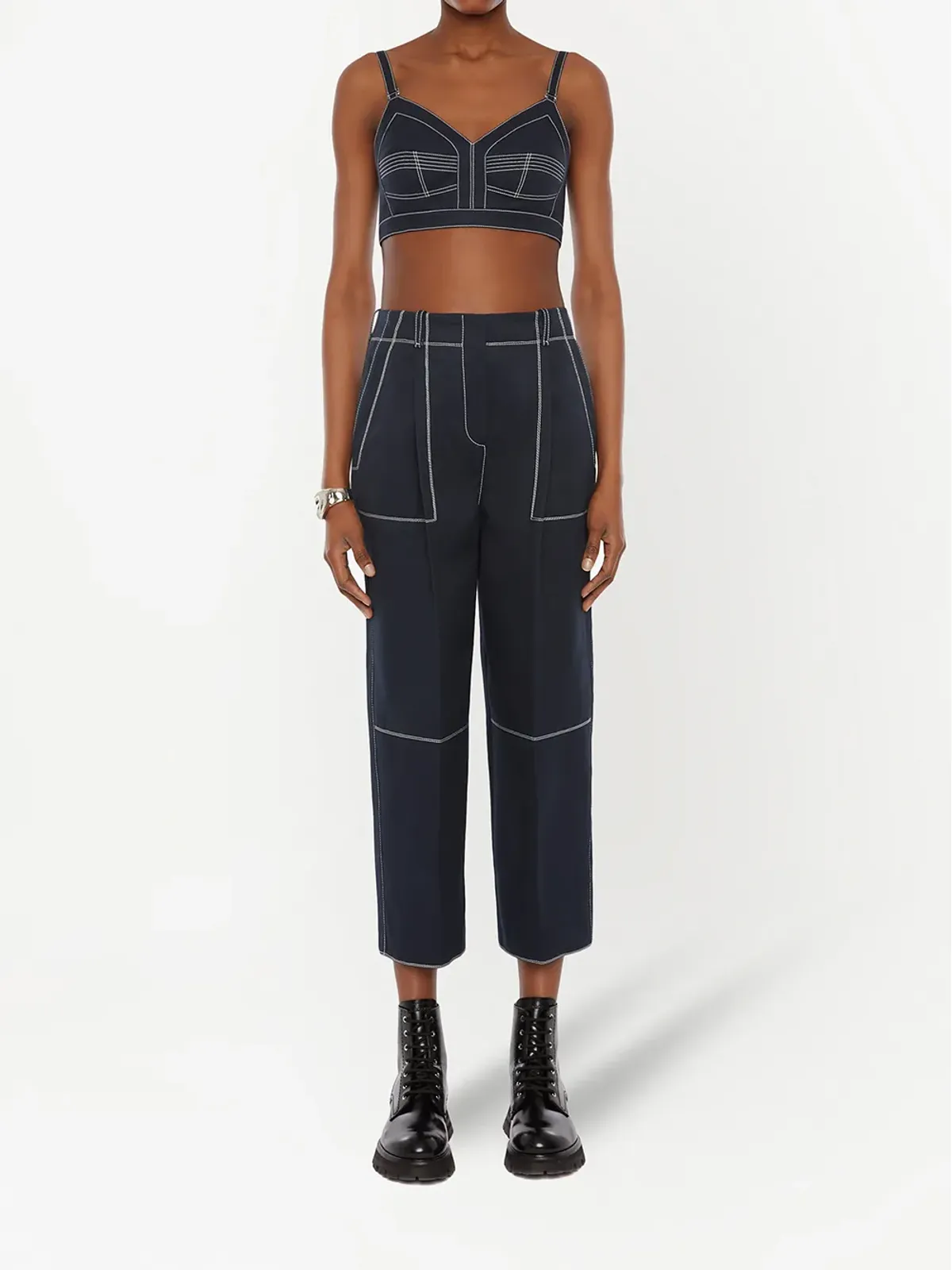 Alexander McQueen コントラストステッチ クロップトップ - 画像2