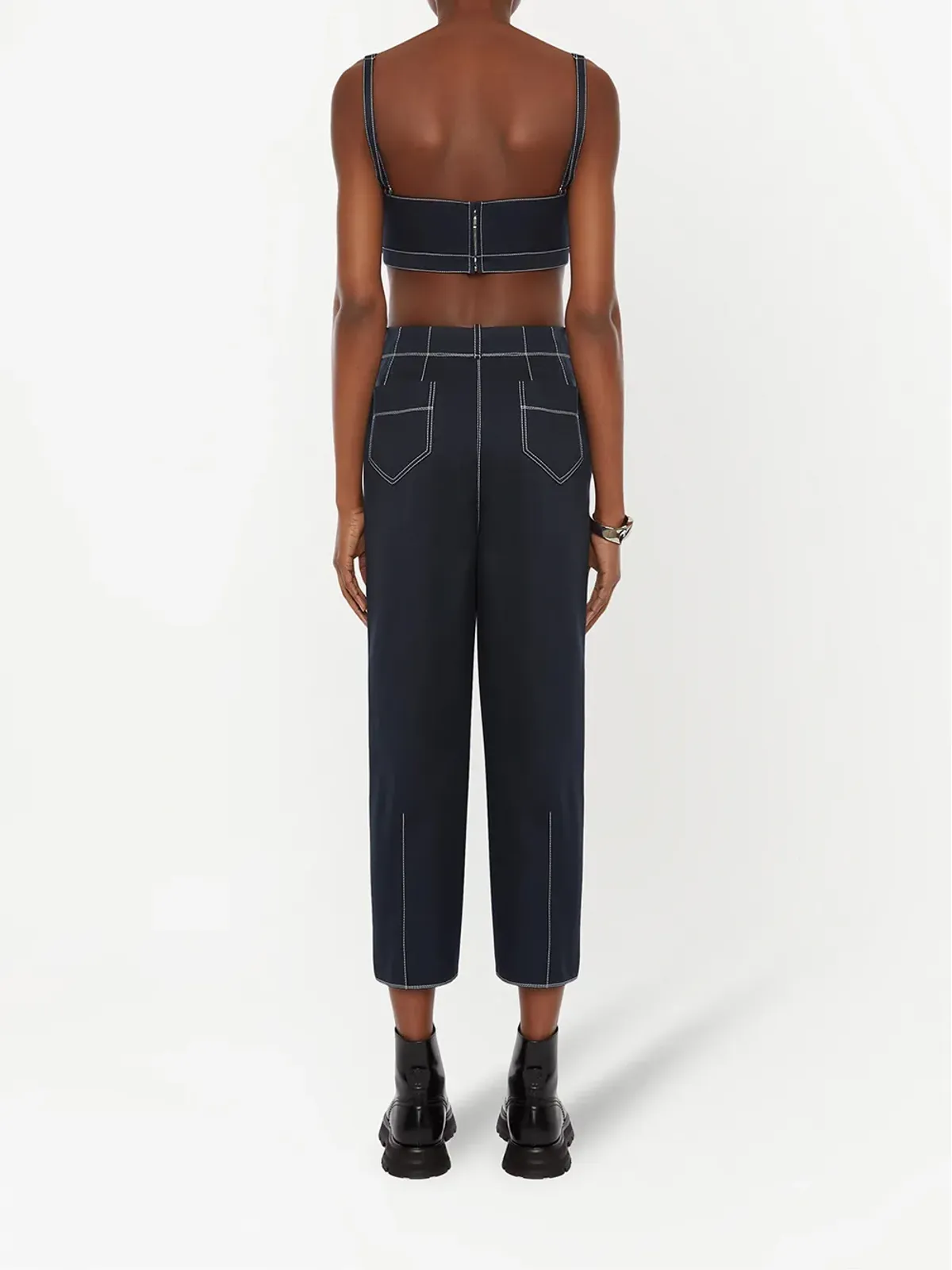 Alexander McQueen コントラストステッチ クロップトップ - 画像4