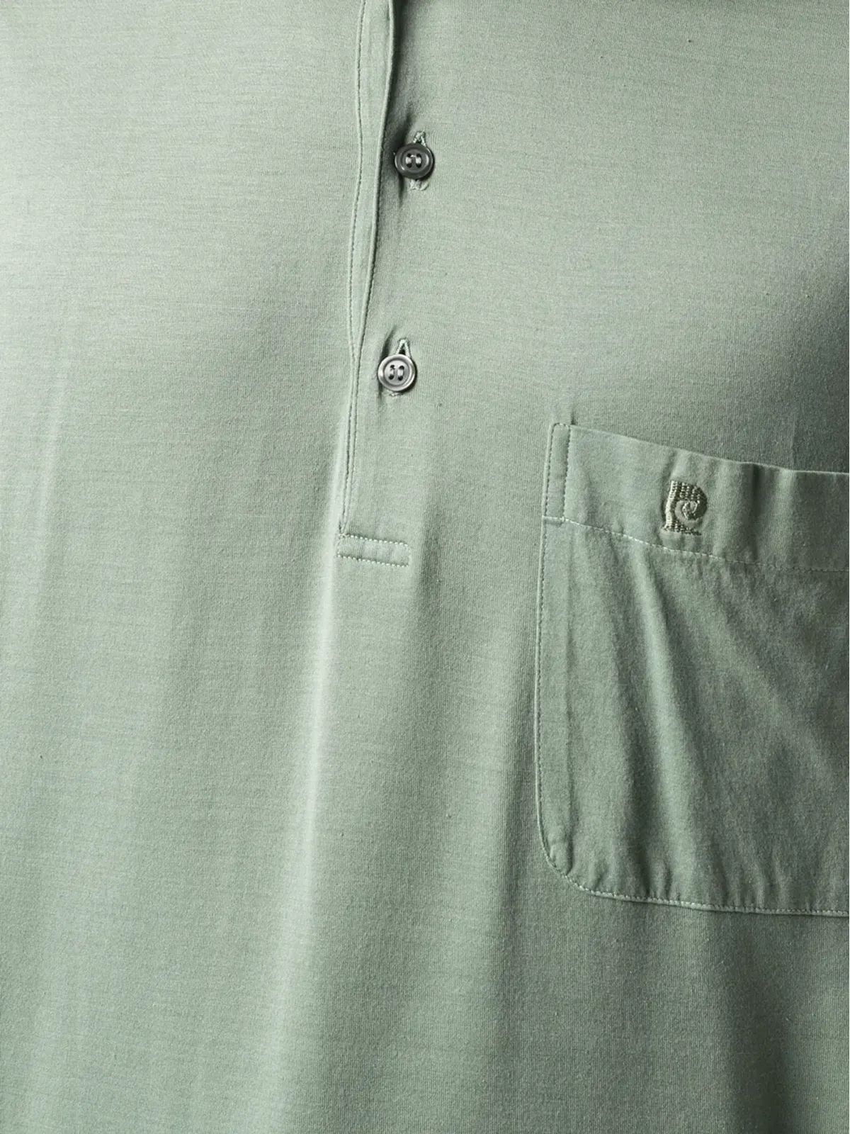Pierre Cardin Pre-Owned セージグリーン コットン 1980年代 カットアウェイカラー ポロシャツ - 画像5