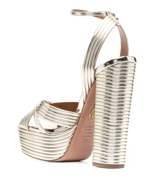 Aquazzura Sundance プラットフォームサンダル - ゴールド - サムネイル3