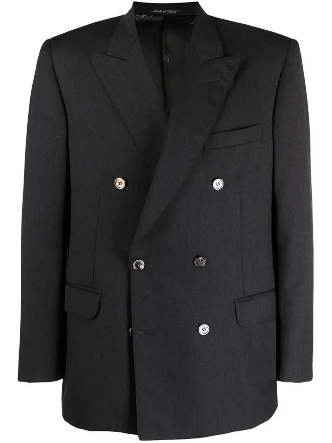 Pierre Cardin Pre-Owned Pierre Cardin Pre-Owned 1980s ピークドラペル ダブルブレスト ブレザー - グレーの商品画像