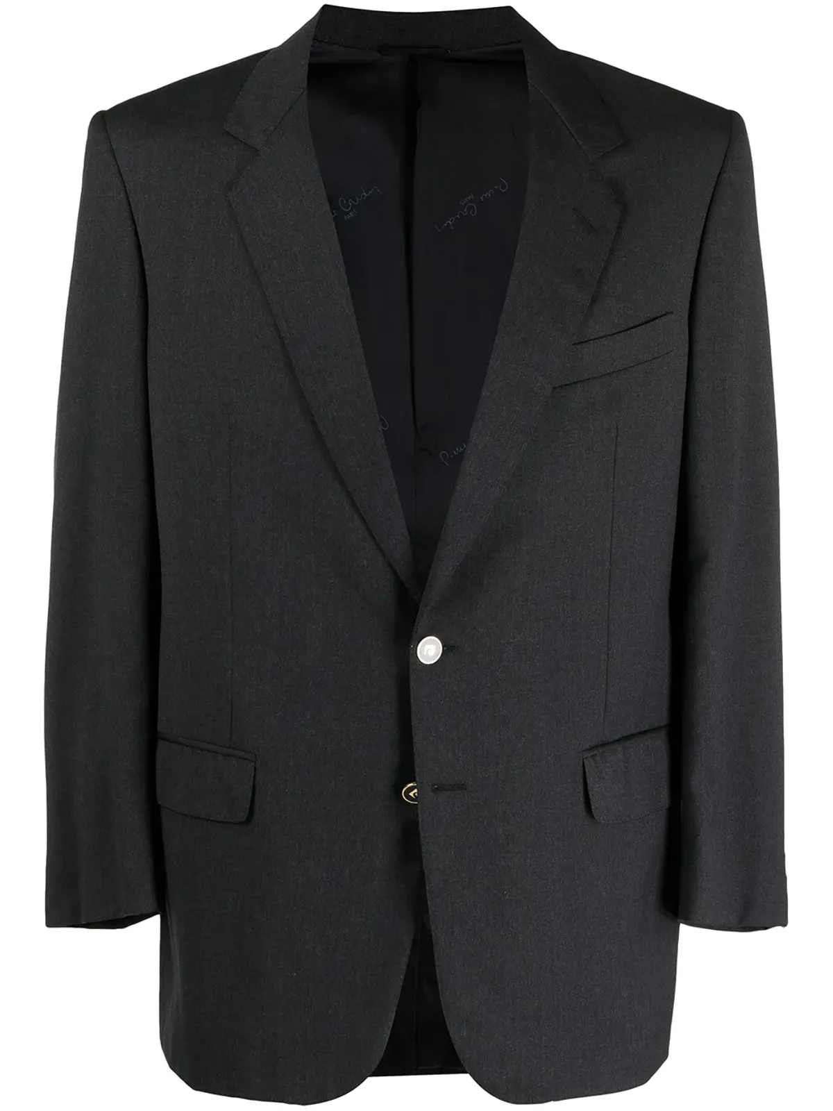 Pierre Cardin ビンテージ 1990年代 コントラスト ラペル ブレザー グレー - 画像1