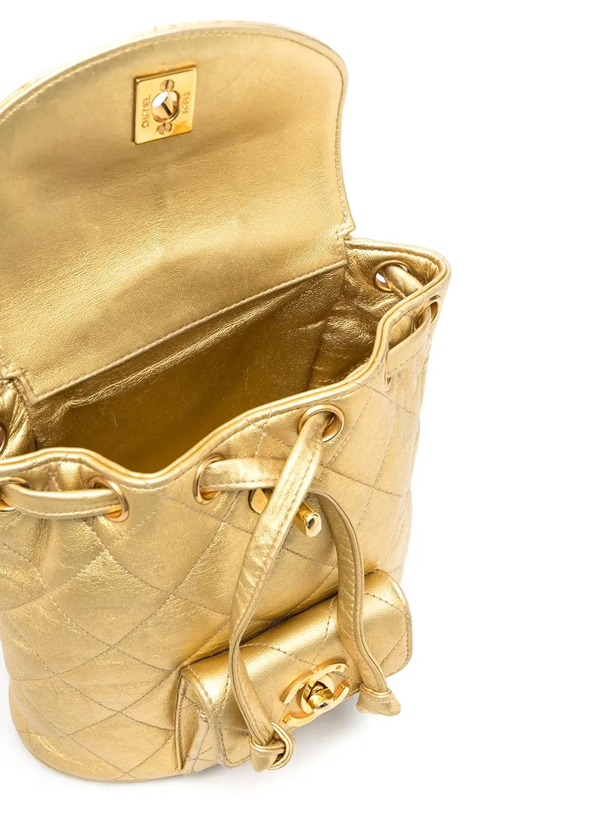 CHANEL Pre-Owned メタリック フラップ付きドローストリング バックパック - ゴールド - 画像5