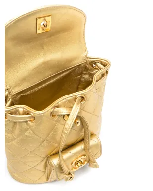 CHANEL Pre-Owned メタリック フラップ付きドローストリング バックパック - ゴールド - サムネイル5