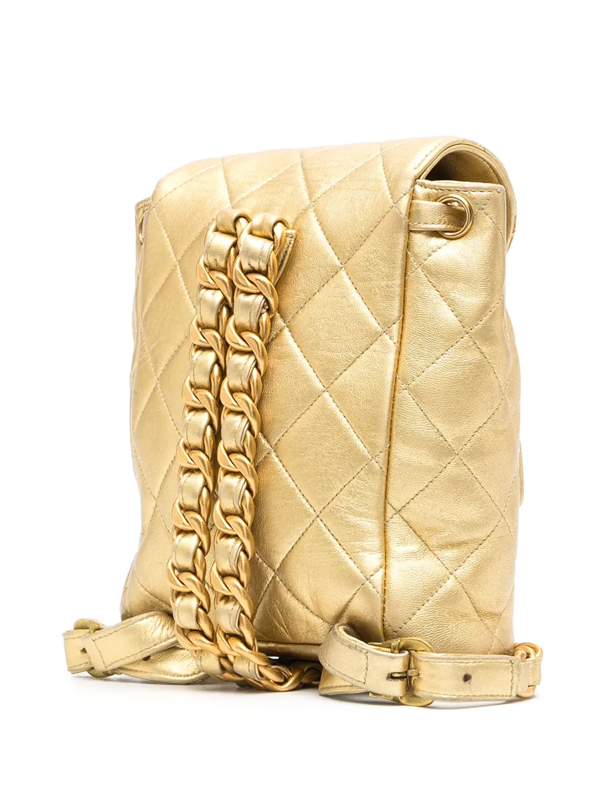 CHANEL Pre-Owned メタリック フラップ付きドローストリング バックパック - ゴールド - 画像3