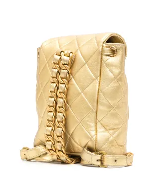 CHANEL Pre-Owned メタリック フラップ付きドローストリング バックパック - ゴールド - サムネイル3