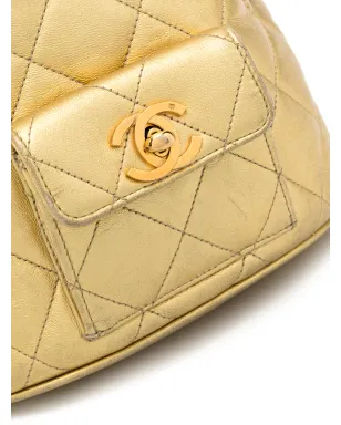 CHANEL Pre-Owned メタリック フラップ付きドローストリング バックパック - ゴールド - サムネイル4