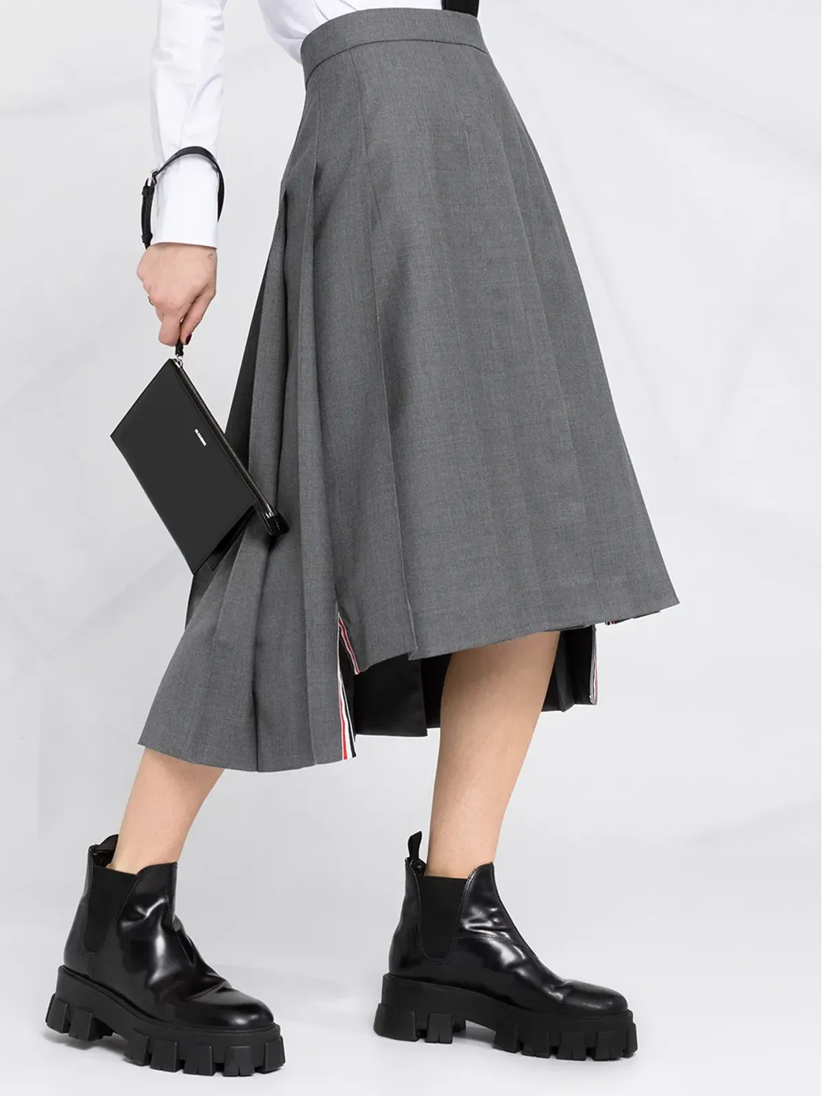 Thom Browne プリーツミディスカート（グレー） - 画像5