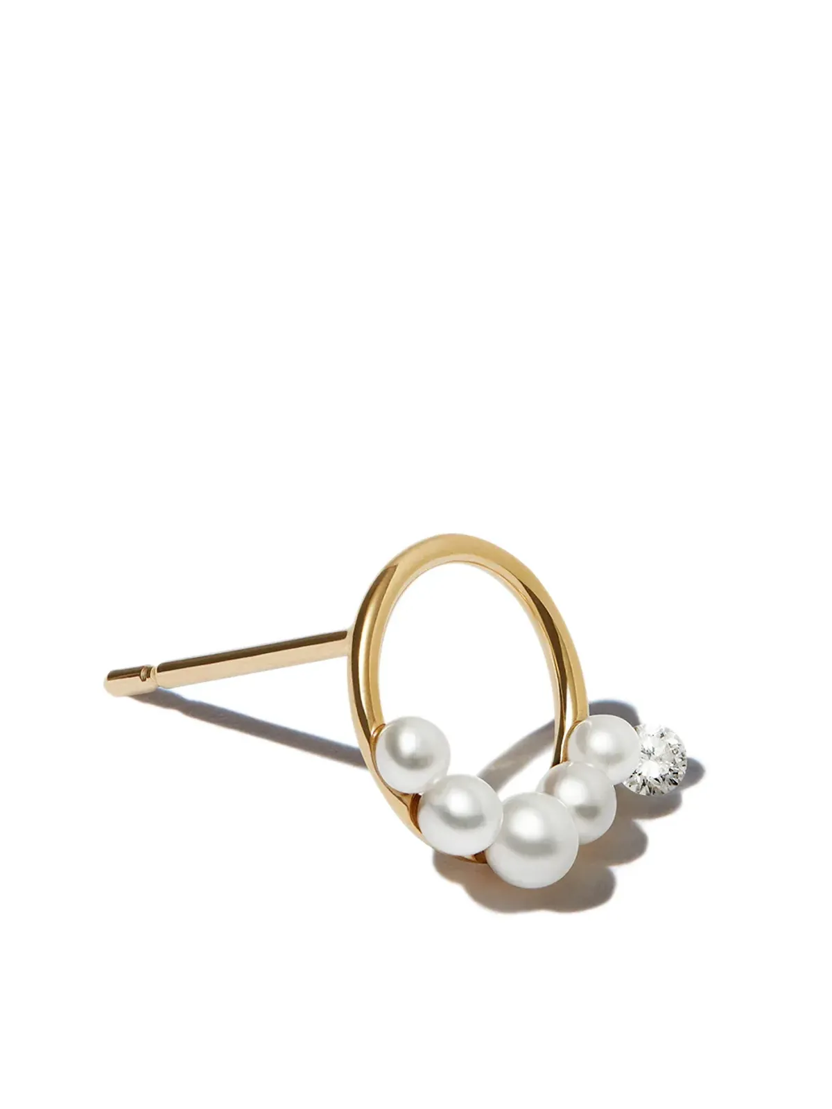 Persée 18K イエローゴールド パールとダイヤモンド スタッドピアス - 画像2