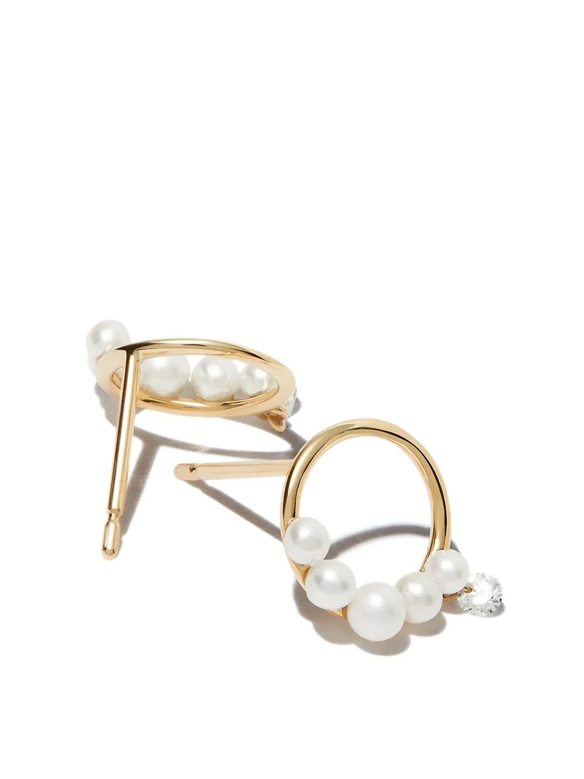 Persée 18K イエローゴールド パールとダイヤモンド スタッドピアス - 画像3