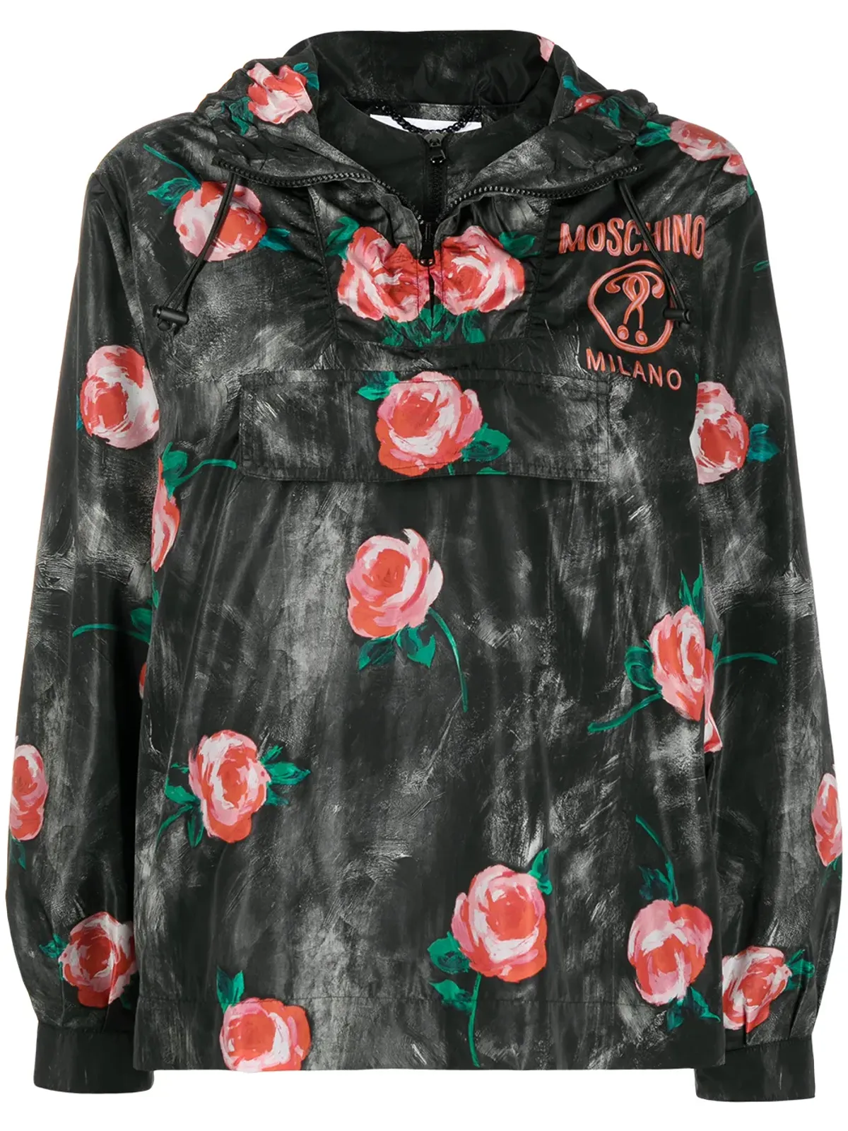 Moschino ローズ柄フード付きウィンブレーカー - 画像1