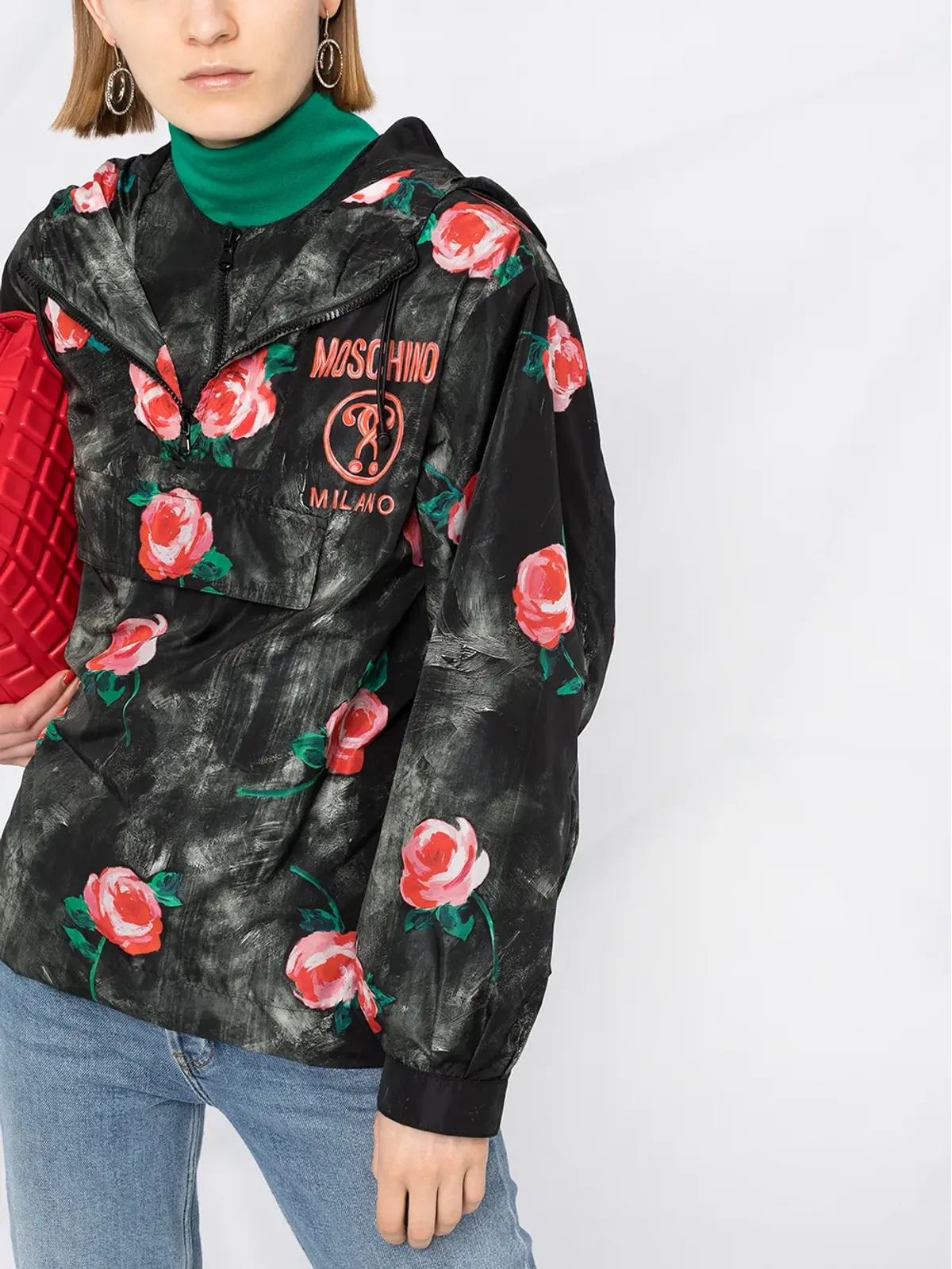 Moschino ローズ柄フード付きウィンブレーカー - 画像3