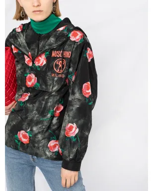 Moschino ローズ柄フード付きウィンブレーカー - サムネイル3