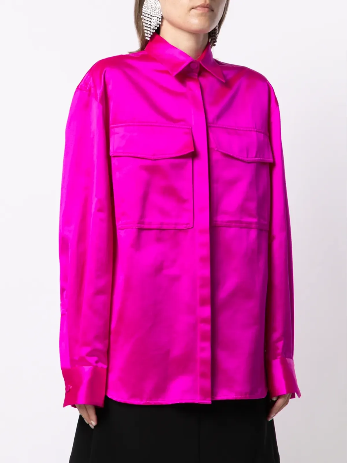 Alex Perry Duchesse satin boxy shirt - Pink - 画像3
