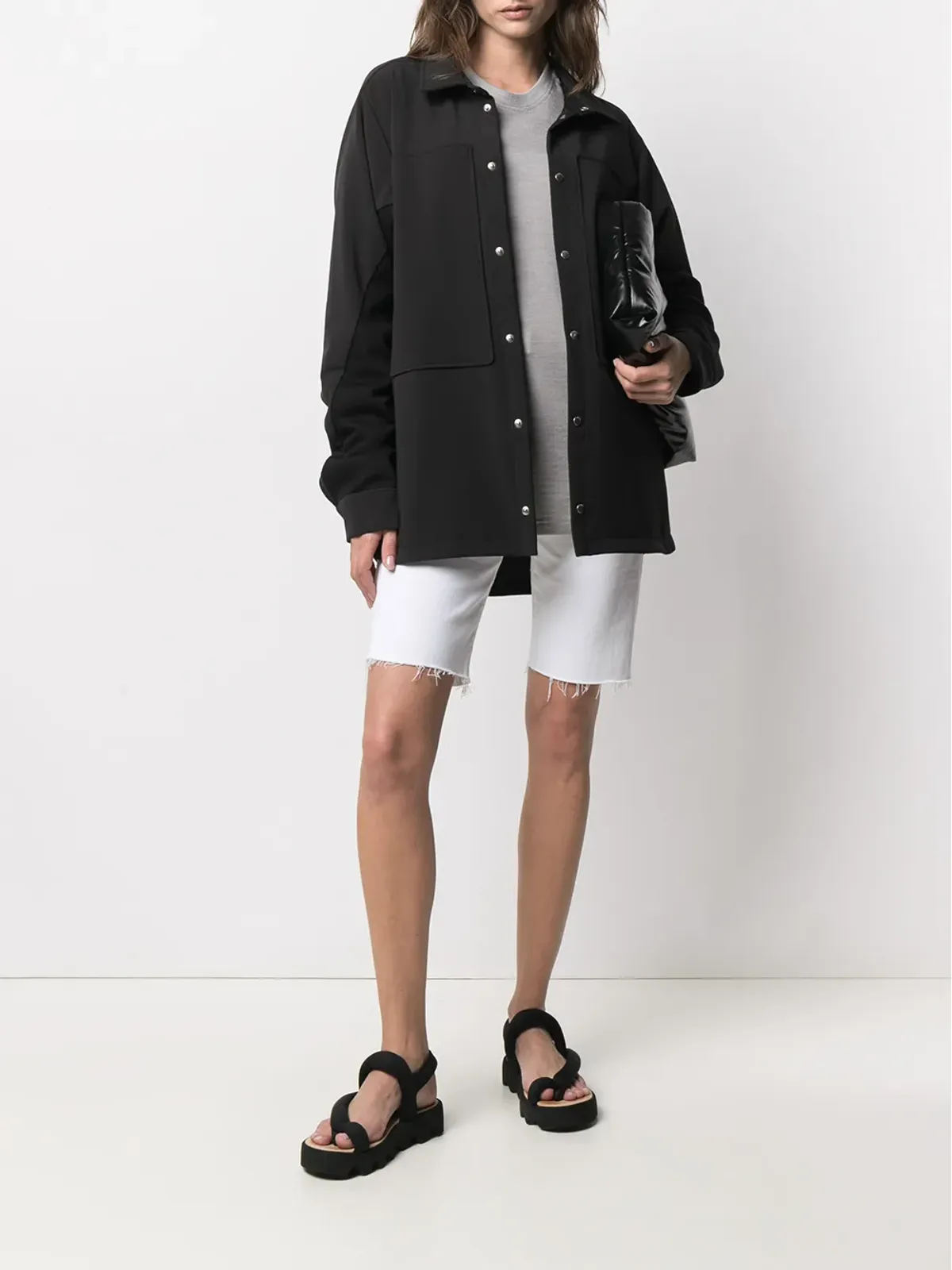 BYBORRE weatherproof panelled overshirt - Black - 画像3