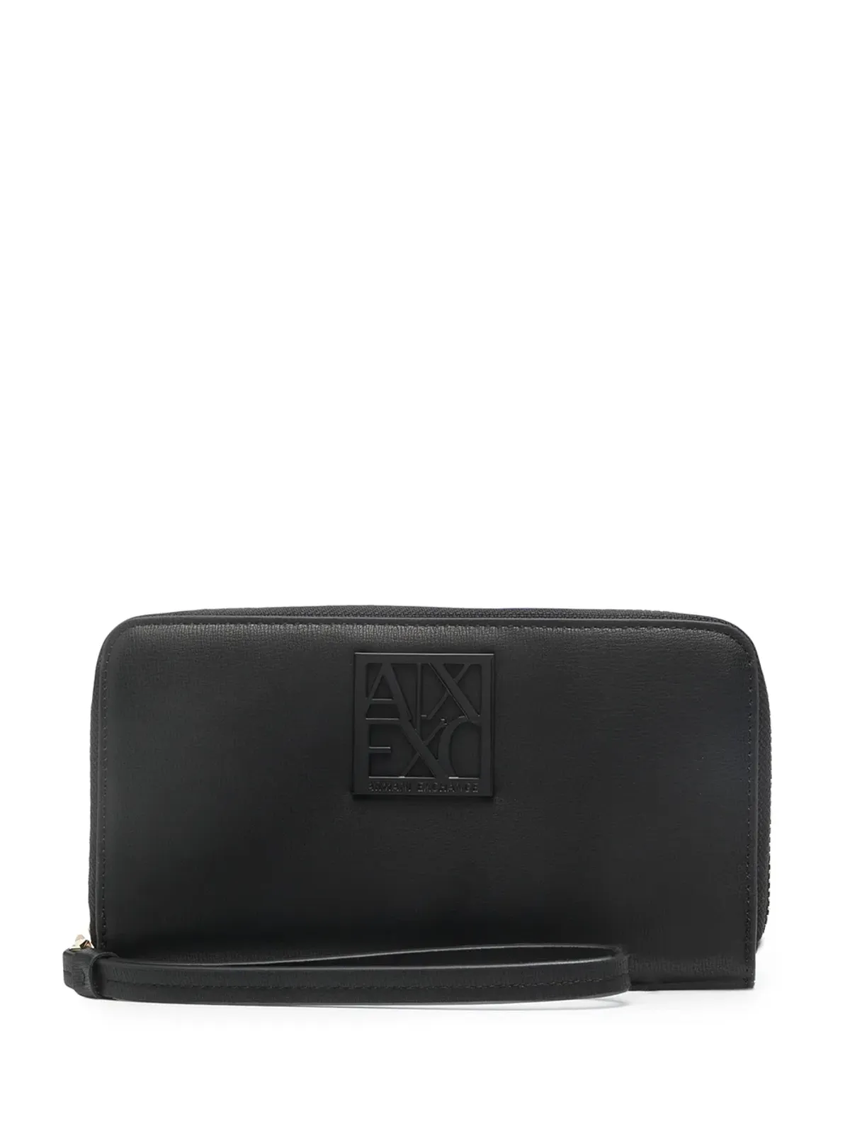 Armani Exchange ロゴプレート付きジップアップ財布 - ブラック - 画像1