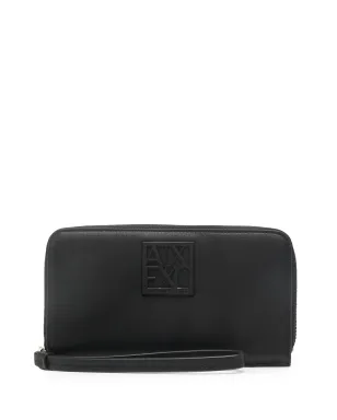 Armani Exchange ロゴプレート付きジップアップ財布 - ブラック - サムネイル1