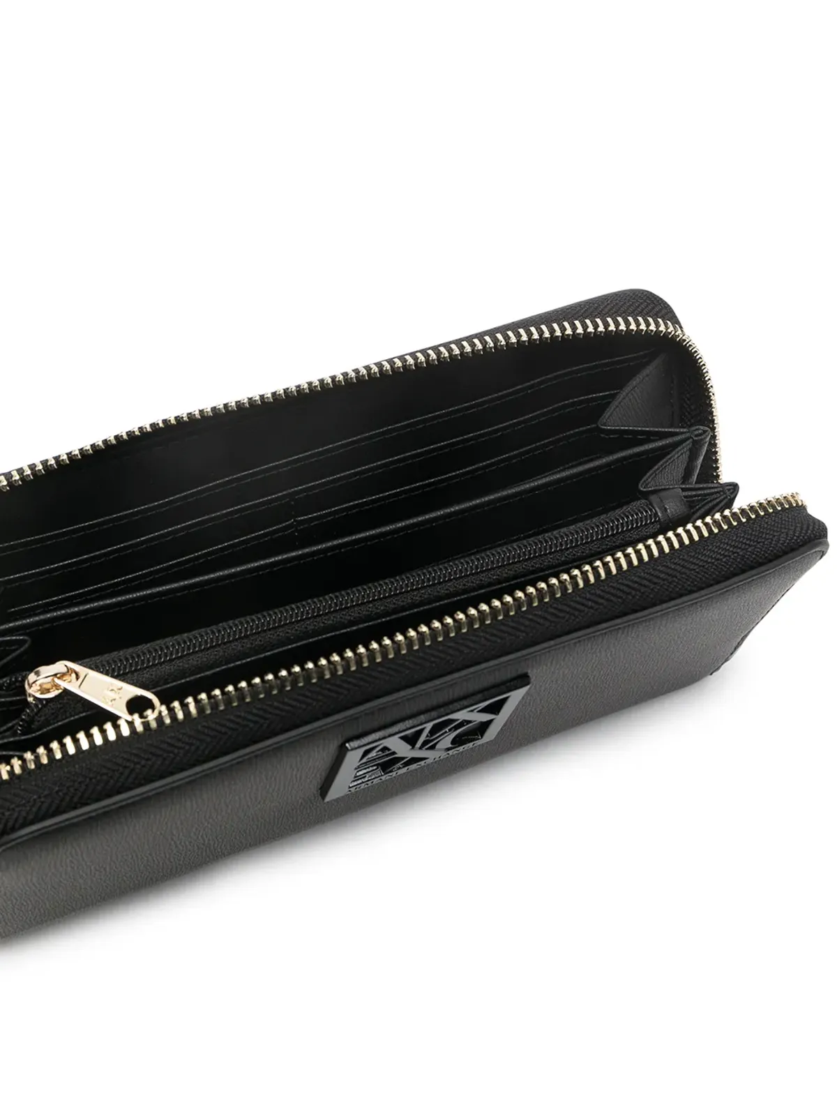 Armani Exchange ロゴプレート付きジップアップ財布 - ブラック - 画像3