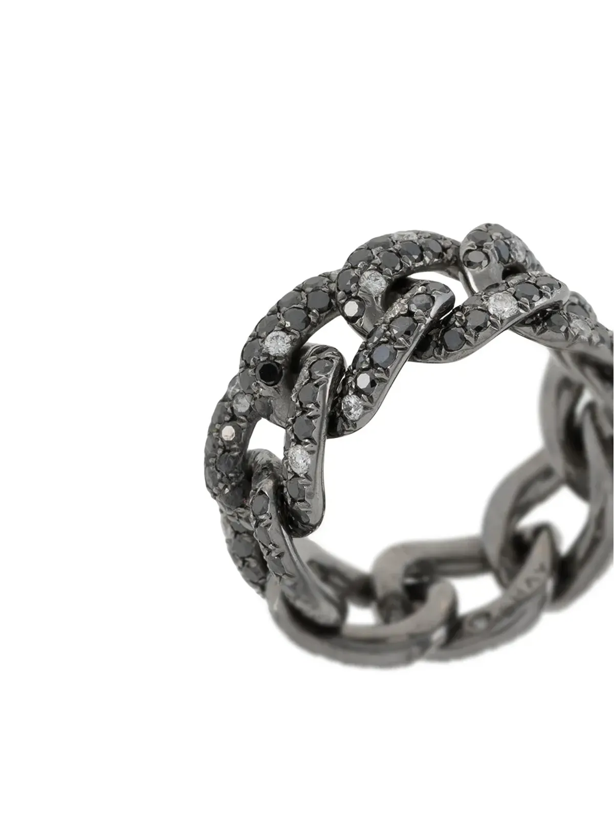 SHAY 18K ブラックゴールド ツインクル ダイヤモンド ジャンボリンク リング - 画像3