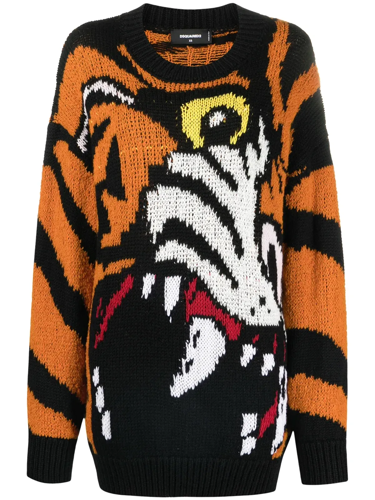 DSQUARED2 タイガー柄インターシャ ジャンパー - オレンジ - 画像1
