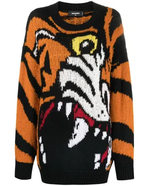 DSQUARED2 タイガー柄インターシャ ジャンパー - オレンジ - サムネイル1