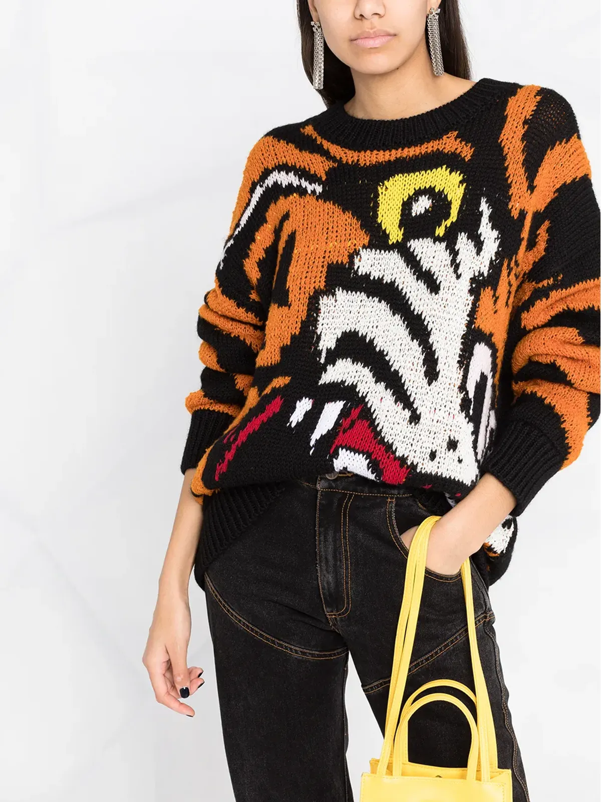 DSQUARED2 タイガー柄インターシャ ジャンパー - オレンジ - 画像5