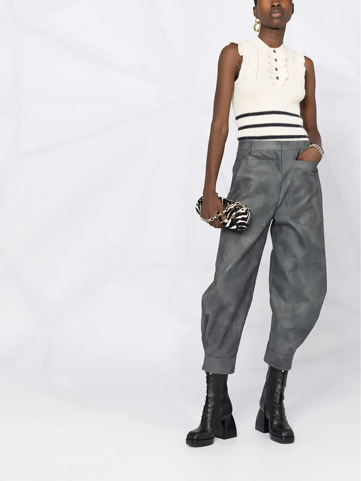 DSQUARED2 フリル付きノースリーブニットトップ - Neutrals - 画像2