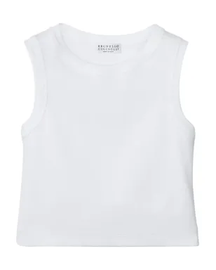 Brunello Cucinelli Kids スタッズ付きノースリーブ・クロップトップ - White - サムネイル1
