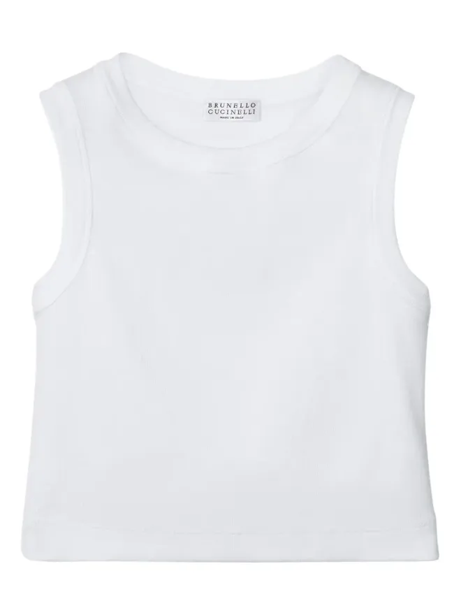 Brunello Cucinelli Kids Brunello Cucinelli Kids スタッズ付きノースリーブ・クロップトップ - Whiteの商品画像