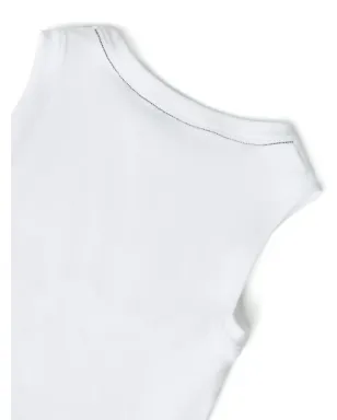Brunello Cucinelli Kids スタッズ付きノースリーブ・クロップトップ - White - サムネイル3