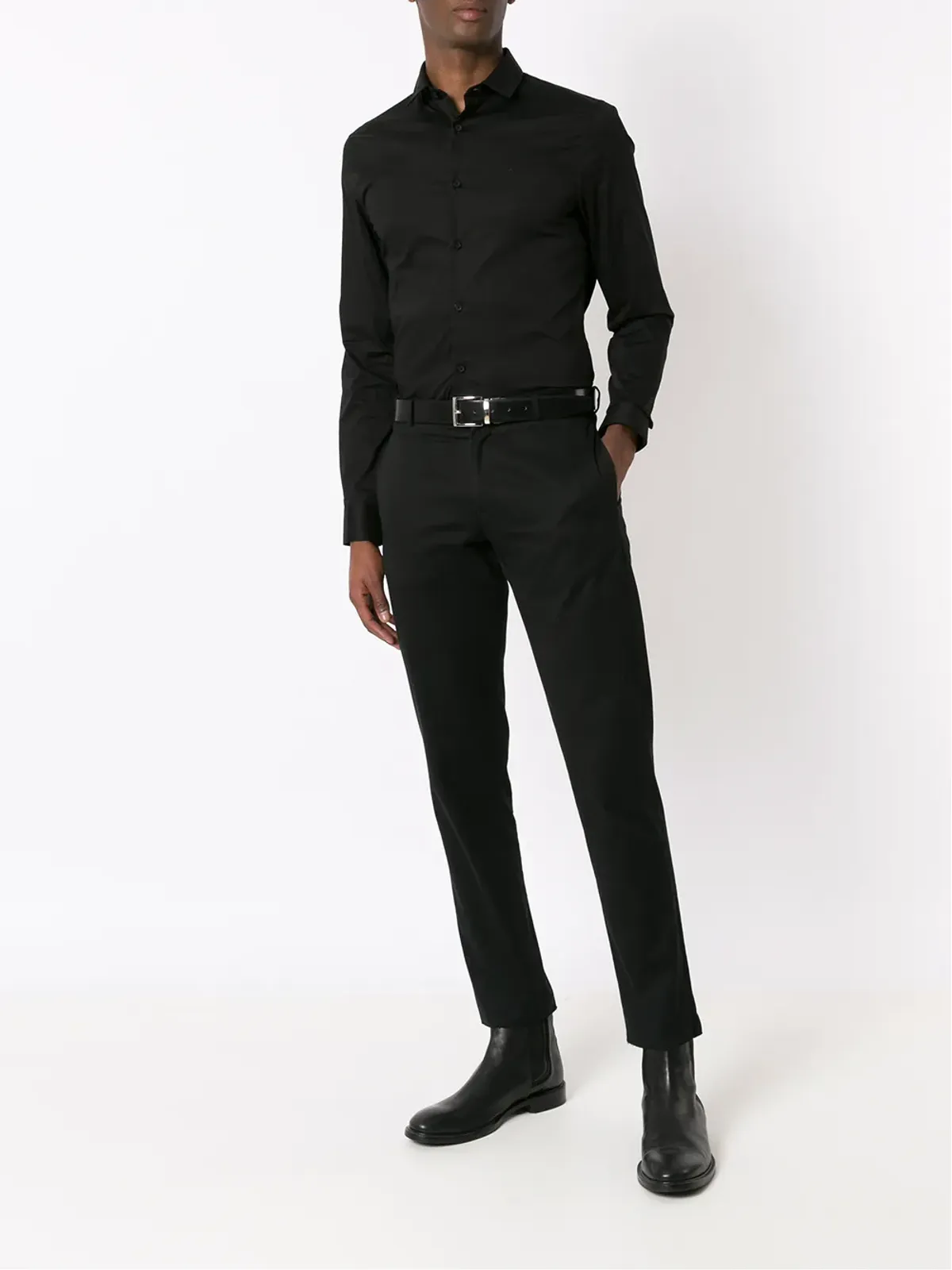 Armani Exchange ボタンフロントシャツ - ブラック - 画像2