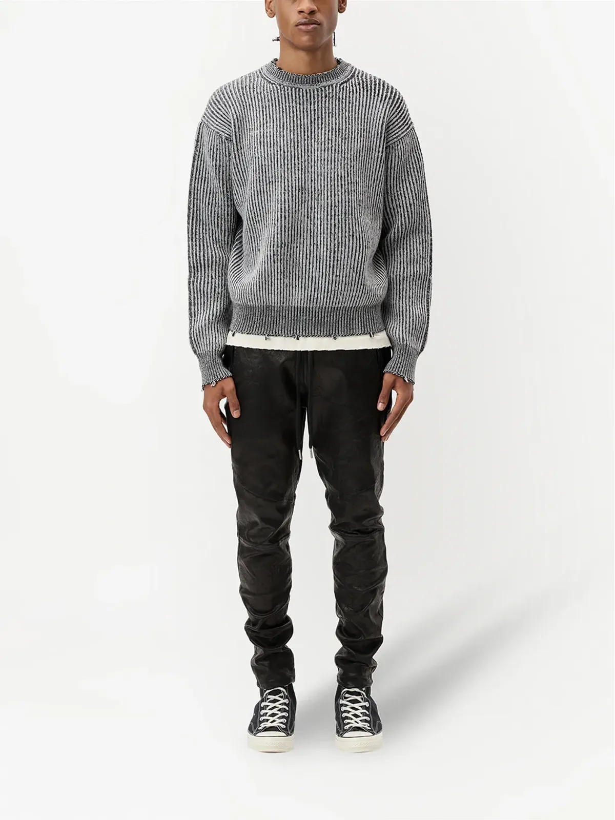 John Elliott リブ編みクルーネックジャンパー - 画像2