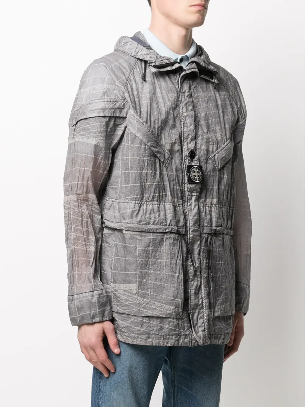 Stone Island 抽象プリント フード付き 軽量ジャケット - 画像3
