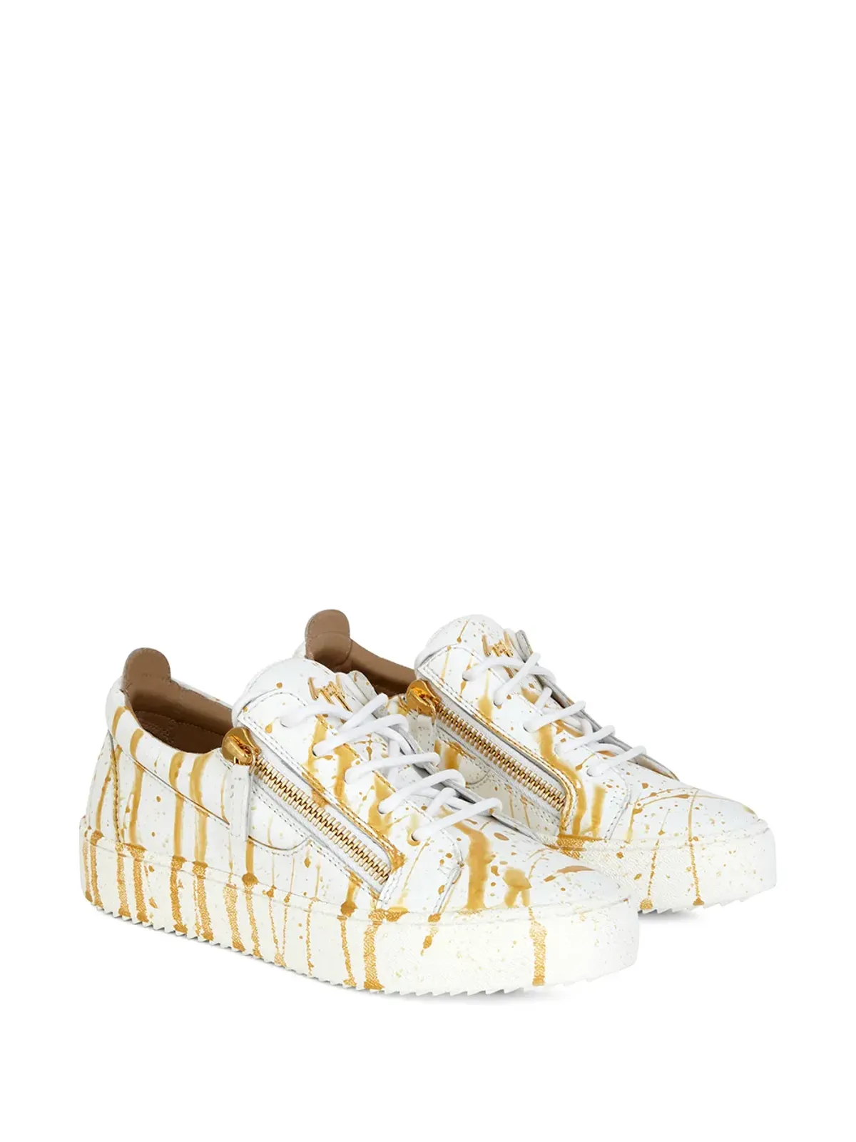 Giuseppe Zanotti ペイントスプラター レザースニーカー - 画像2