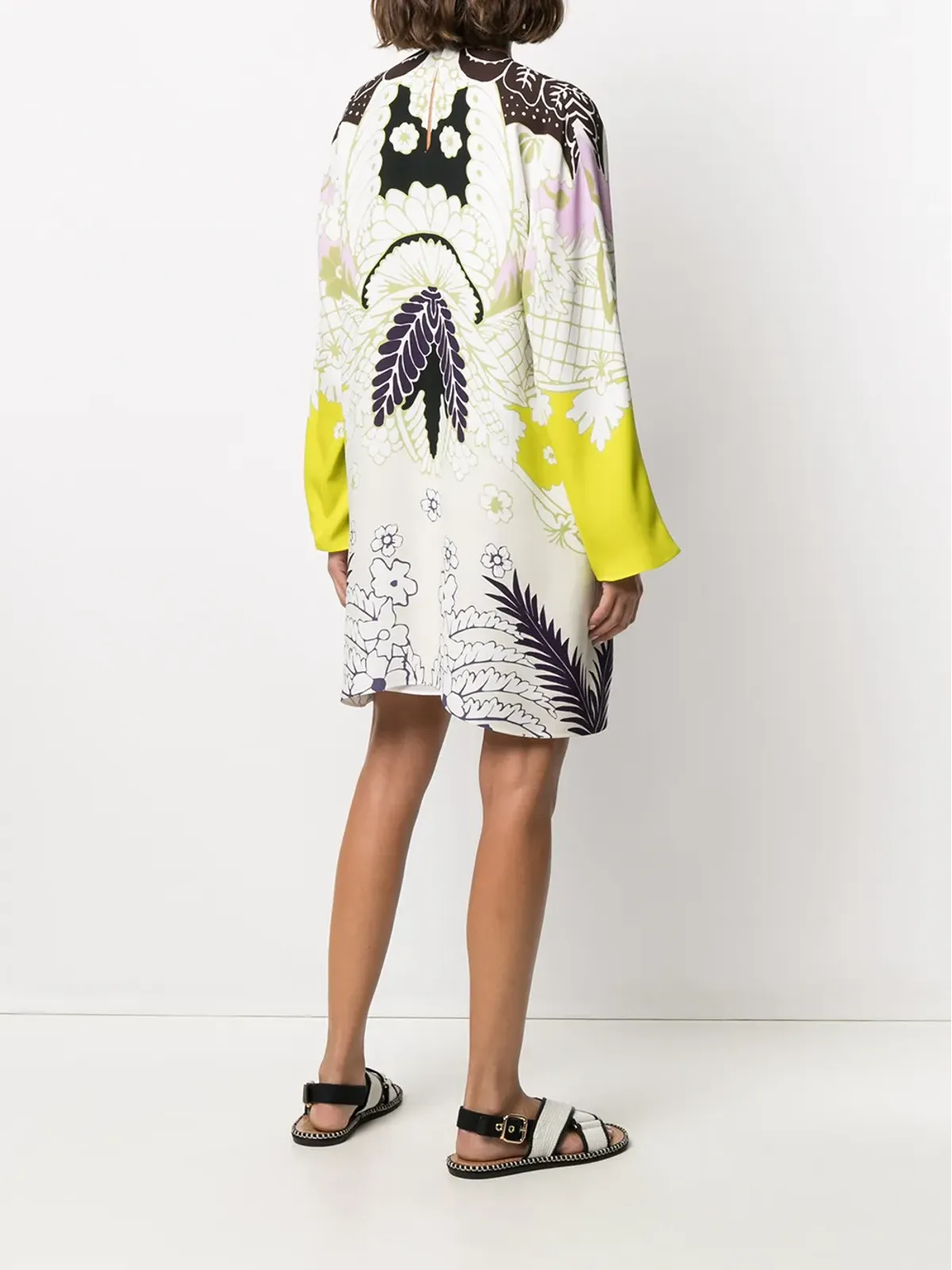 Valentino Garavani アブストラクトプリント ロングスリーブドレス グリーン - 画像4