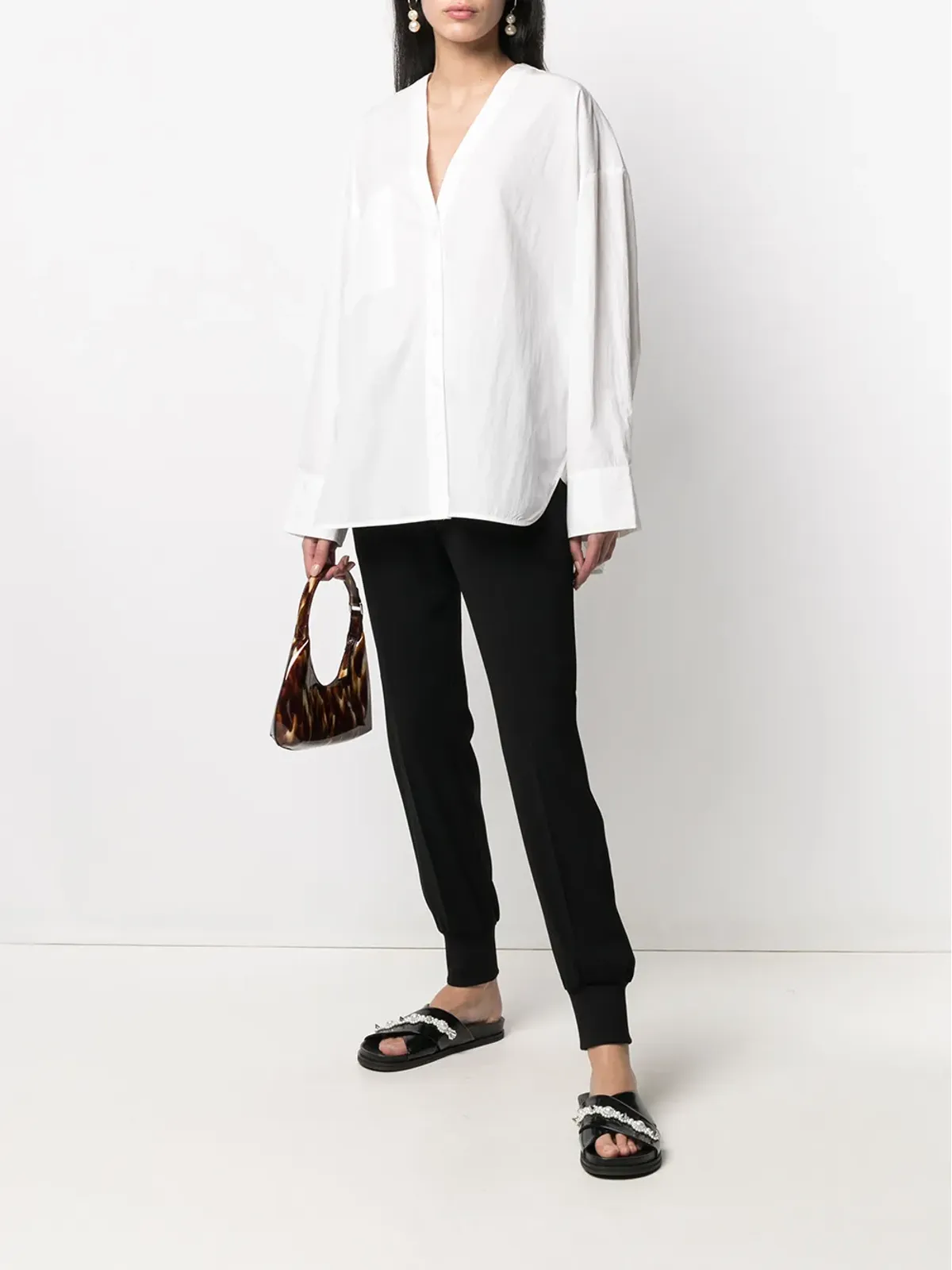 Co v-neck relaxed shirt - White - 画像2