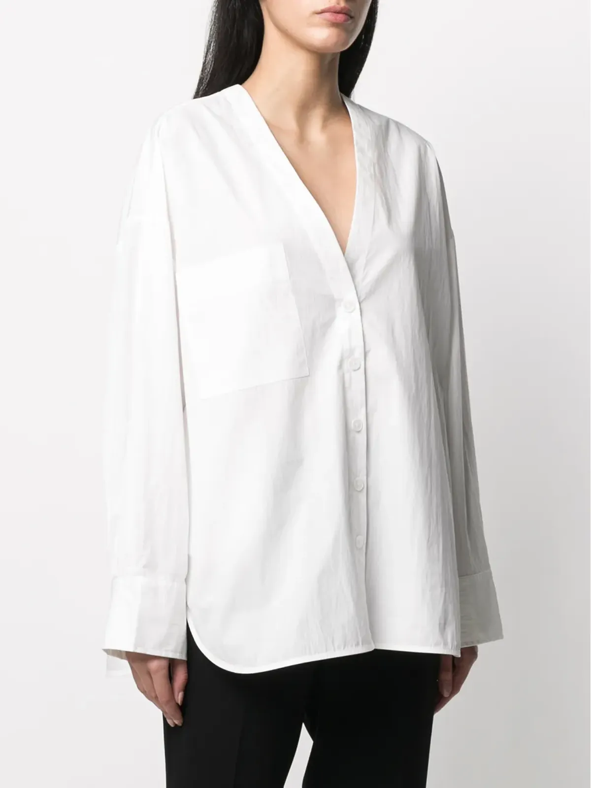 Co v-neck relaxed shirt - White - 画像3