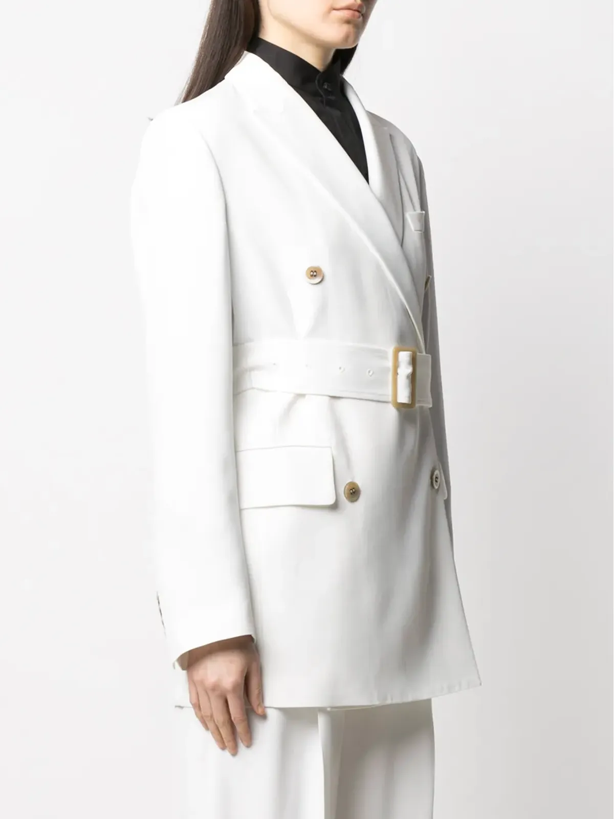 Golden Goose ダブルブレスト ベルト付きブレザー ホワイト - 画像3